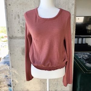 Madewell Textured Long Sleeve Top in Dusty Rose S